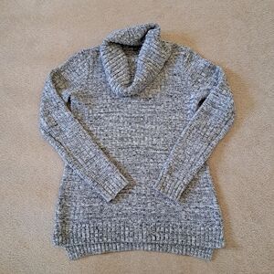 Hilary Radley Sweater Women's Size Small Grey Black Cowl Neck Chunky Knit